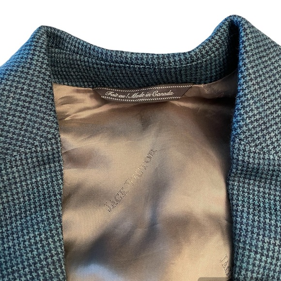 Jack Victor Lora Piana Cashmere Houndstooth Blazer Sport Coat Size 40R, Blue,EUC - Picture 5 of 10